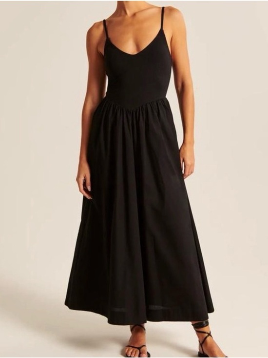 Abercrombie & Fitch Dresses & Skirts - Abercrombie & Fitch Mixed Fabric Drop Waist Midi Dress Large
